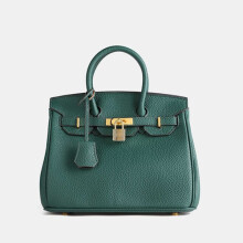 Sac à main classique platine à motif litchi, élégant et luxueux, grande capacité, porté épaule ou bandoulière, 30 cm, vert foncé.