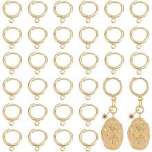Lot de 30 apprêts pour boucles d'oreilles créoles Huggie, plaqués or 18 carats, crochets d'oreilles ronds en laiton.