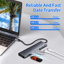 Estación de acoplamiento SUSUchens 9 en 1, concentrador USB tipo C con 4K USB 3.0, carga PD, Plug & Play, compatible con dispositivos de oficina -