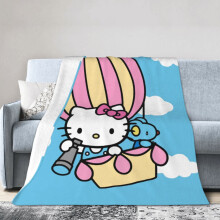 Hello Kitty -peitto, flanelli-fleece-heittopeitto, erittäin pehmeä, kodikas ja lämmin muhkea vuodevaate sohvalle, olohuoneeseen, makuuhuoneeseen -