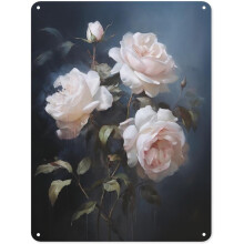 Metallbild mit Schmetterlingen und Blumen, Kunstschild aus Metall, Vintage-Kunstdruck aus Metall, Poster für Wohnzimmer und Badezimmer, 30 x 45 cm
