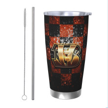 Termoska z nerezové oceli s motivem fotbalového týmu Bengals, 20 oz, s víčkem a brčkem, kompatibilní s držákem na nápoje do auta, na teplé