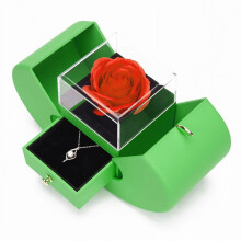 Kiplyki Preserved Red Roses Gift with Heart Necklace, compatible with xxx, for Mom, Wife, Girlfriend - Christmas, Mother's Day, Anniversary, Birthday
