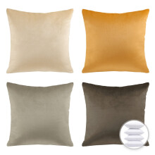 Phantoscope Designer's Choice dekorative kasteputesett, trekk i lys kaffefarget silkefløyel med innlegg, 50 x 50 cm, 4-pakning