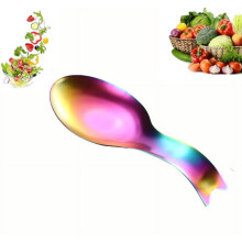 Repose-cuillère en acier inoxydable en forme de poisson pour plaque de cuisson, support de cuillère en métal pour plan de travail,