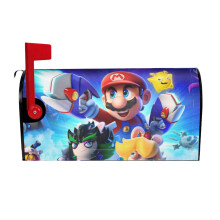 Cartoon Super Mario Magnetic Mailbox Cover 25.5x21 in, Winter Christmas Dust-Proof Protection for Home Decor