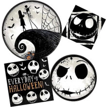 Amscan Nightmare Before Christmas Dinnerware Set - 9" Plates, Napkins, Compatible with Party Decor - Halloween & Birthday Supplies for Kids