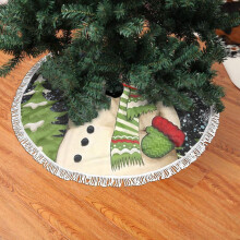 Jupe de sapin de Noël en dentelle à franges, 76 cm, compatible avec une couronne de bonhomme de neige vintage en métal, fond noir flocons de