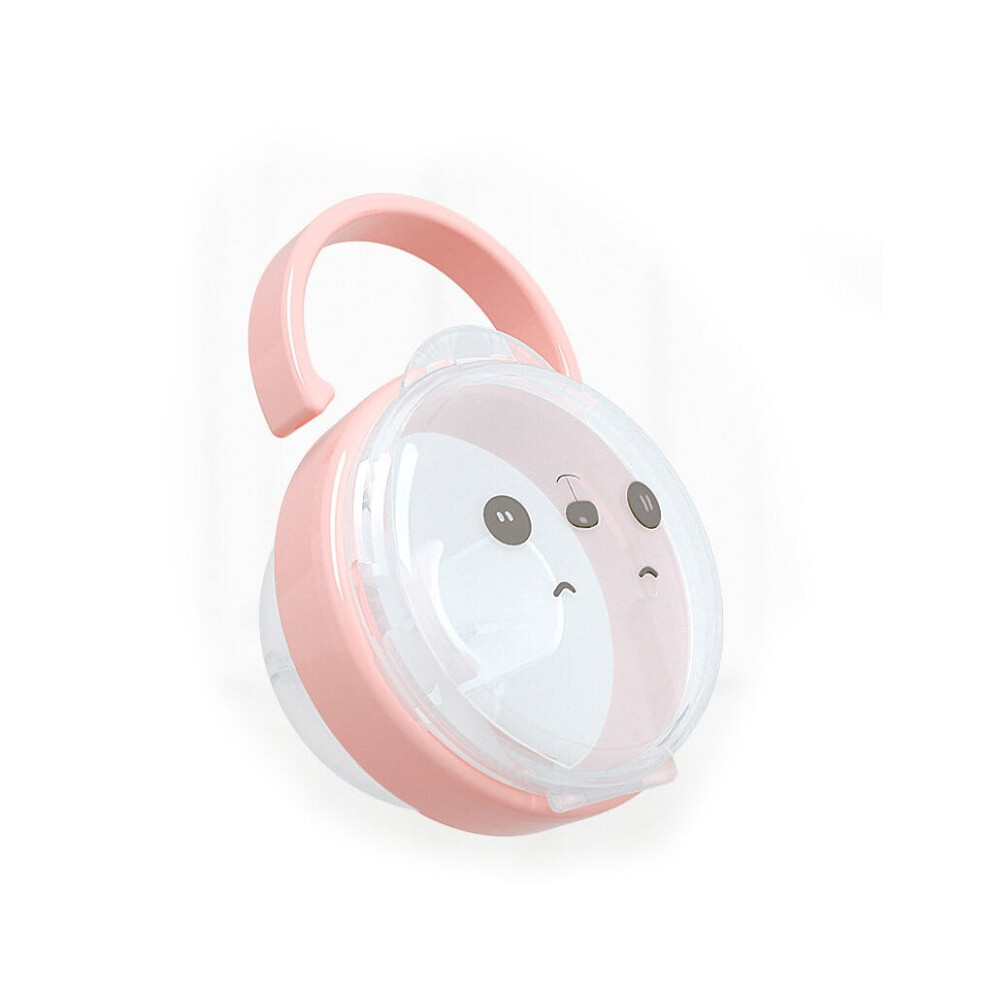 Adven Baby Pacifier Storage Box Clip Cartoon Newborn Toddlers Nipple Case Reusable Portable Travel Dust Proof Container Holder Pink