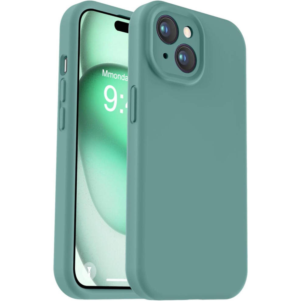 Compatible With Iphone 15 Plus Case, Enhanced Camera Protection, Soft Anti-Scratch Lining, Shockproof Liquid Silicone Case - Pine Green 9110895183083