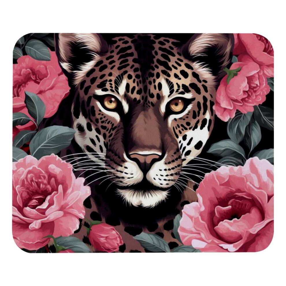 Rose Leopard Square Mouse Pad, Computer Mousepad Cloth With Rubberized Base, 8.3X9.8in/21X25cm 9071309683097