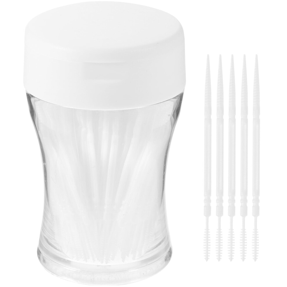 White Weis 200Pcs Double-Head Toothpicks Plastic Oral Care Interdental Floss Cleaners (White)