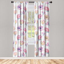 Floral Window Curtains, Simplistic Watercolor Blossom Print, Lightweight 2-Panel Set with Rod Pocket, 28"x95", Pink Pale Yellow Blue, by Ambesonne