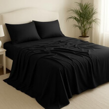 Bambus-Bettwäsche-Set (Kingsize) – kühlend und seidig weich, 100 % Bambusviskose, inklusive Spannbettlaken, Bettlaken und Kissenbezügen, extra