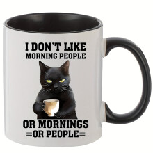 Tasse en céramique à motif chat mignon et créatif (1 pièce, 330 ml), à large ouverture, avec coffret cadeau, idéale pour le camping, les