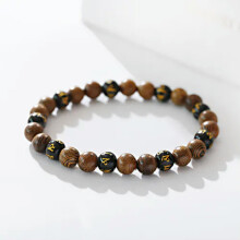 Braccialetto RSAMD in legno naturale da 8 mm con ciondolo buddhista, braccialetti yoga portafortuna per uomo e donna - 1#