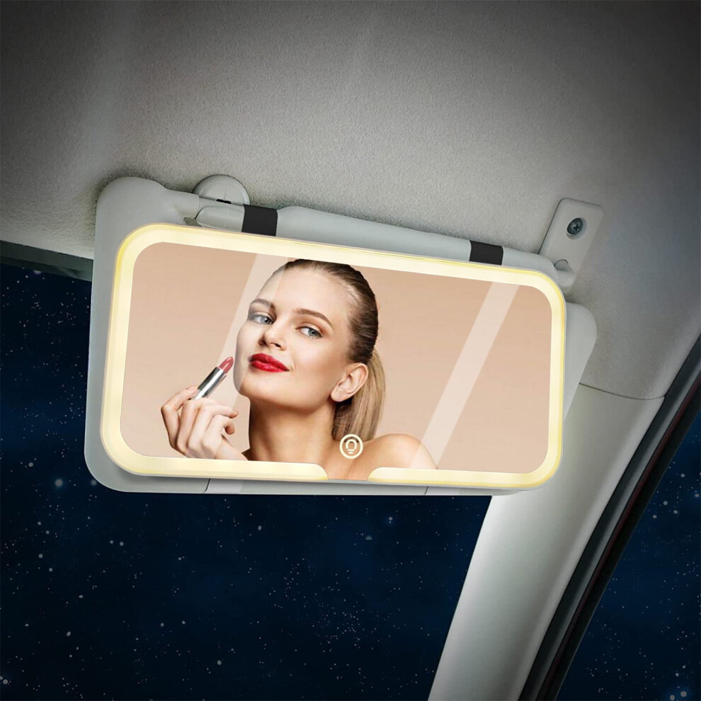 Light Blaxill Led S Car Sun Visor Vanity Mirror With 3 Dimmable Modes, Rechargeable Clip-On Cosmetic Mirror With Touchscreen For Universal Car