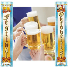 Décorations pour l'Oktoberfest, panneau de porche sur le thème du drapeau bavarois allemand, banderole de bienvenue pour fête, décoration