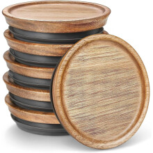 Lot de 6 couvercles en bois à large ouverture pour bocaux de cuisine. Matériau en bois naturel de qualité alimentaire, parfaitement adaptés et