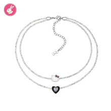Hello Kitty double-layer rice bead heart necklace