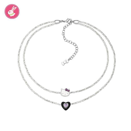Hello Kitty double-layer rice bead heart necklace