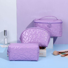 Jacenvly 3-delige luxe make-up tasjesset, leren make-up etui organizer, reistasjes met ritssluiting, cadeau voor vrouwen