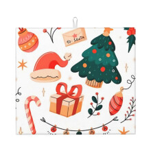 Tapis égouttoir à vaisselle Joyeux Noël pour plan de travail, en microfibre, à absorption rapide.