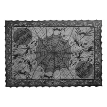 Décorations d'Halloween FloHua pour l'intérieur - Nappe en dentelle noire, fantôme, squelette et citrouille pour fête, compatible avec les