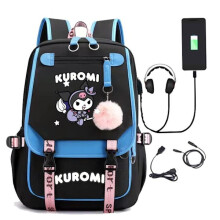 Sac à dos Kuromi pour enfants, motif chien Yugui, idéal pour les garçons et les filles, pour l'école primaire. Grande capacité, bleu. Parfait