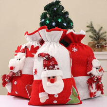 Sacchetti regalo natalizi con coulisse, 3D Babbo Natale/Pupazzo di neve/Alce, sacchetti regalo natalizi per regali e bomboniere.