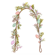 Guirlande d'œufs de Pâques Gyedtr47" avec fleurs et feuilles, décoration d'œufs artificiels colorés pour les fêtes, la maison, la cheminée -