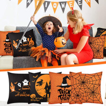 Svendita! Set di 4 federe per cuscini 18x18, decorazioni di Halloween, cuscini autunnali da esterno in stile rustico, compatibili con EQWLJWE, per