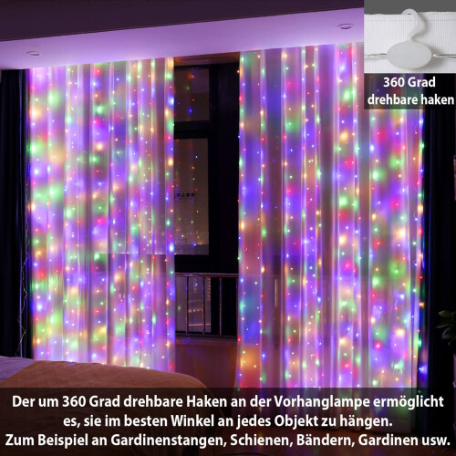 Bemona300LED Κουρτίνα Φωτός 9,84ft X 9,84ft Κουρτίνα Φωτισμού USB με 8 Λειτουργίες 1