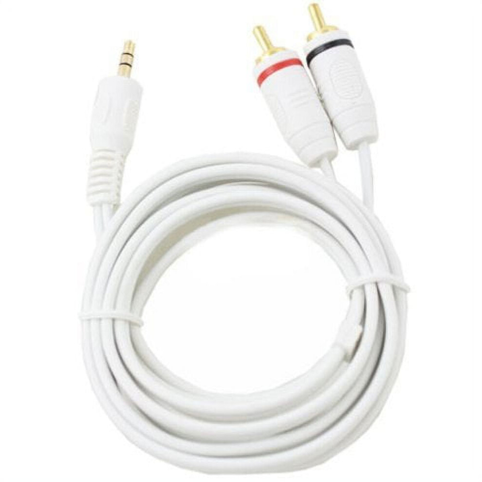Wideskall 12 Feet 3.5Mm Male To 2 Rca Male Stereo Audio Cable White 9425574784544