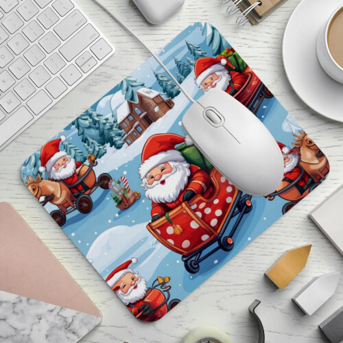 Mouse Pad με Χριστουγεννιάτικο Σχέδιο Έλκηθρο με Αντιολισθητική Βάση από Λαστιχένιο, 1