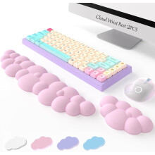 HL Handledsstöd för tangentbord i högdensitetsminnesskum för kontor/dator/bärbar dator/spel/Mac, rosa, 2-pack