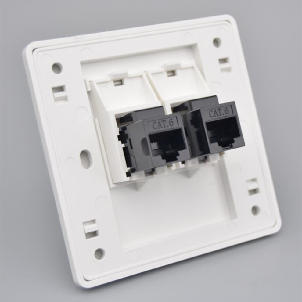 Cat6 Gigabit Network Socket, Ethernet Rj45 Lan Cable Faceplate, Dual-Pass Socket Box 86X86mm, Female To Female Internet Outlet White/Black 9425574785411