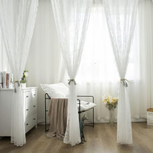 Rideaux en dentelle Prettyui, rideaux courts en gaze de dentelle avec cordon de serrage pour salon, cuisine, porte de placard, séparation,