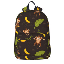 Sac à dos à motif singe mignon et feuille de bananier, idéal pour ordinateur portable, voyage, randonnée, affaires, pour femmes et hommes.