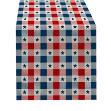 Bannière décorative de table Yakbaofuo, ruban à motifs d'étoiles avec bordure métallique, rayures patriotiques pour décorations artisanales de