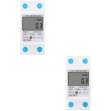 Lot de 2 compteurs d'énergie domestiques miniatures durables 5-32 A avec écran LCD, voltmètre, ampèremètre, 230 V, 50 Hz