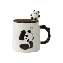 Poaug Glass Bottles Clearance, Panda Coffee Mug Gift Set 16 Oz - White Ceramic Cup with Cute Panda Spoon & Dust Lid, Dishwasher & Microwave Safe