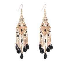 1 Pair Lady Earrings Tassel Chain Shiny Faux Crystal Drop Earrings for Prom