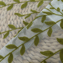 Prettyui Natural Embroidered Voile Drapes and Curtains Weeping Leaves Design for Kids Room Window Treatment Drapery Semi Sheer