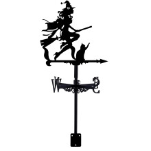 Metal Roof Weathervane Retro Witch Design, WeatherResistant Garden Yard Direction Indicator