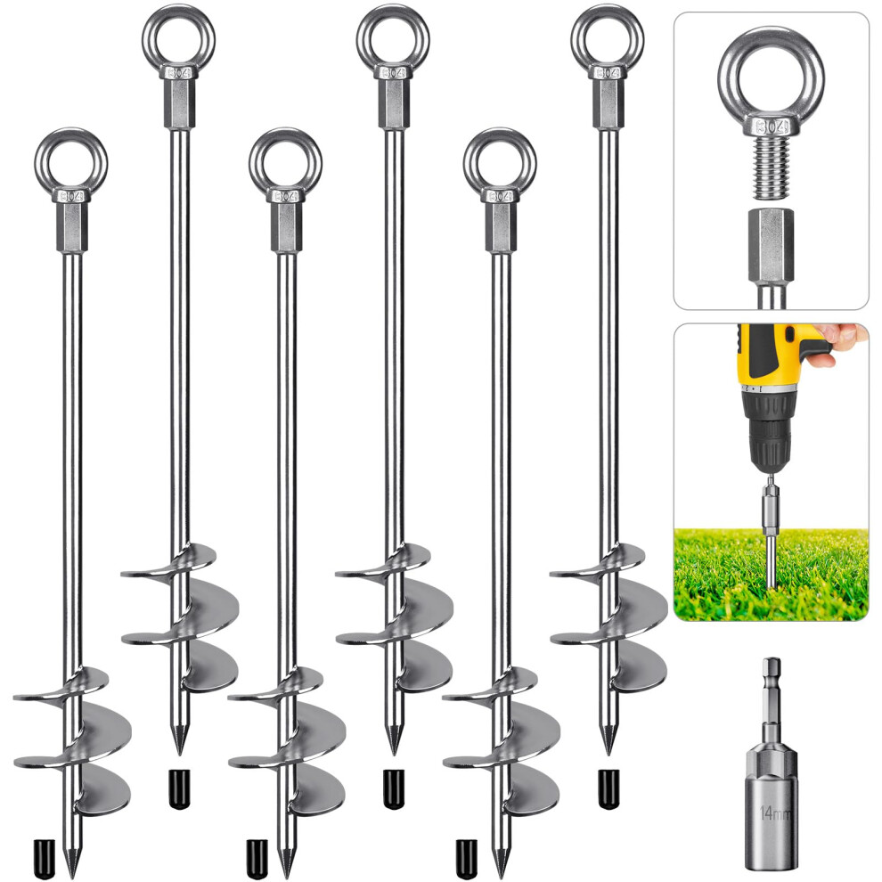 30' Heavy Duty Ground Anchors With Wide Spiral Earth Anchors For Swing Set Trampoline Sheds 6Pc 9164114637147