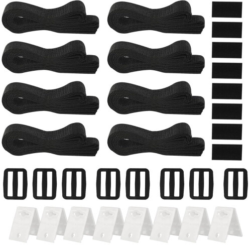 Pool Cover Straps with Secure Snap Connection, Adjustable Replacement Kit for Solar Pool Cover Reel
