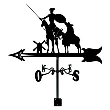 Metal Decorative Weather Vane Don Quixote and Sancho, Rustproof Garden Wind Direction Indicator with Ground Spike and Wall Mount