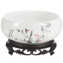 Large Ceramic Succulent Bowl Planter White Porcelain Lotus Design for Indoor Outdoor Chinese Style