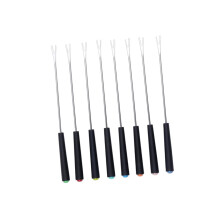 8Pcs Stainless Steel Fondue Forks with HeatResistant Plastic Handles for Cheese Chocolate Fruit Camping BBQ Random Color